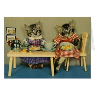 Vintage - Katzen und Pfannkuchenfrühstück,