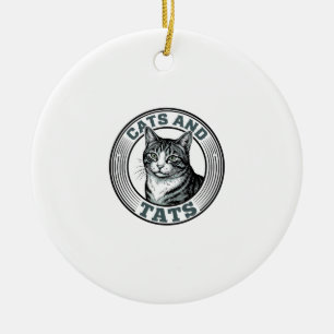 Vintage-Katzen und Tätowierungen Gravur Katzen Des Keramik Ornament