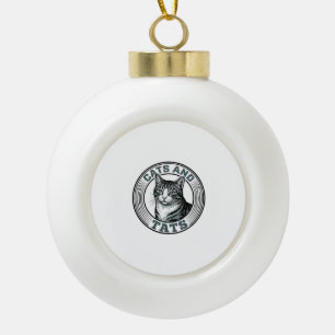 Vintage-Katzen und Tattoos Gravur Katzen Design_1 Keramik Kugel-Ornament