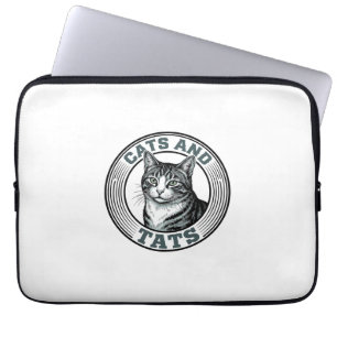 Vintage-Katzen und Tattoos Gravur Katzen Design_1 Laptopschutzhülle