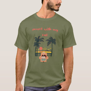 vintage Katzen-Vibes, Sonnenuntergang mit meiner K T-Shirt