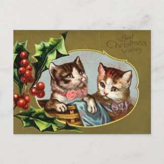 Vintage Katzen Weihnachten Postkarte