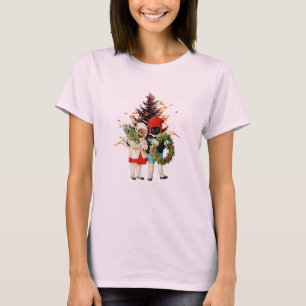 Vintage-Katzen-Weihnachtsbaum-Feuer T-Shirt