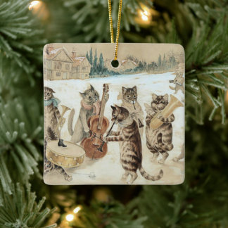 Vintage-Katzen-Weihnachtslied Louis Wain Kunst Keramikornament