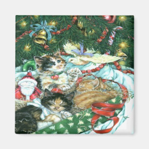 Vintage-Katzen-Weihnachtsmagnet Magnet