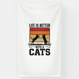 Vintage-Katzen-Zitat Retro-Sonnenuntergang Katzenl Banner