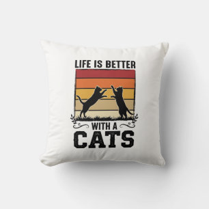 Vintage-Katzen-Zitat Retro-Sonnenuntergang Katzenl Kissen
