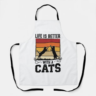 Vintage-Katzen-Zitat Retro-Sonnenuntergang Katzenl Schürze