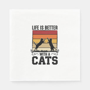 Vintage-Katzen-Zitat Retro-Sonnenuntergang Katzenl Serviette