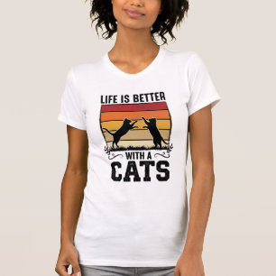 Vintage-Katzen-Zitat Retro-Sonnenuntergang Katzenl T-Shirt