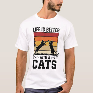 Vintage-Katzen-Zitat Retro-Sonnenuntergang Katzenl T-Shirt