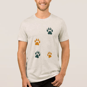 Vintage Katzenaufdrucke - Retro Feline Footprints Tri-Blend Shirt