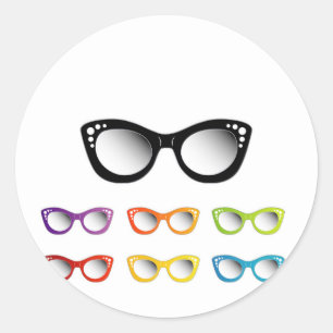 Vintage Katzenaugenbekleidung für Damen Runder Aufkleber