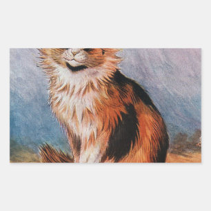 Vintage-Katzenausstellung Calico-Illustration von Rechteckiger Aufkleber