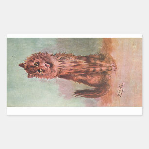 Vintage-Katzenausstellung Tabby-Illustration von L Rechteckiger Aufkleber