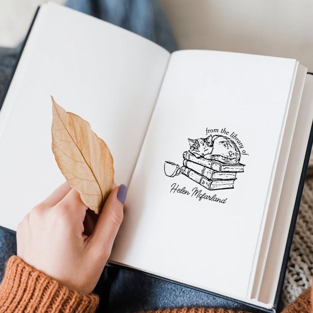 Vintage Katzenbücher und Kaffee-Buchzeichen Gummistempel (Von Creator hochgeladen)