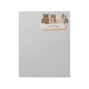 Vintage Katzenfamilie 11 x 8,5 Notizblock