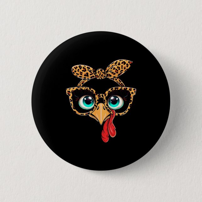 Vintage-Katzengeschenkshop Leopardendruck Thanksgi Button (Vorderseite)