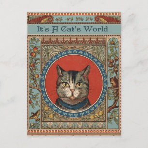 Vintage Katzenleben für Kitty Cat Classic Victoria Postkarte