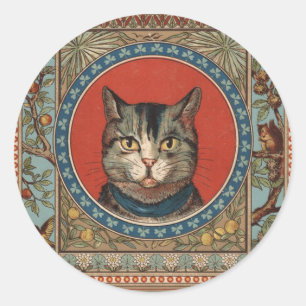 Vintage Katzenleben für Kitty Cat Classic Victoria Runder Aufkleber