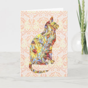 Vintage-Katzenmuster auf gemusterten Kunstnotizkar Karte