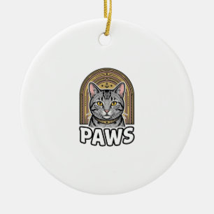 Vintage Katzenpfoten Gravurstil Grafikdesign_1 Keramik Ornament
