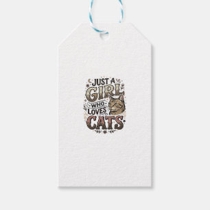 Vintage-Katzliebhaber-Mädchen-Typografie-Design_1 Geschenkanhänger