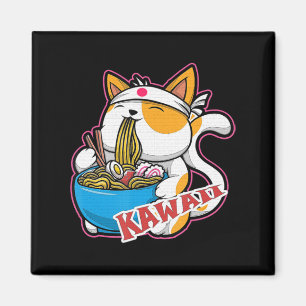 Vintage Kawaii Katze fressen Ramen Anime Retro Jap Magnet