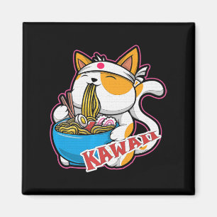 Vintage Kawaii Katze fressen Ramen Anime Retro Jap Magnet