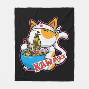 vintage kawaii Katze isst Ramen Anime Retro Japan Fleecedecke