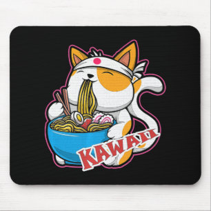 vintage kawaii Katze isst Ramen Anime Retro Japan Mousepad