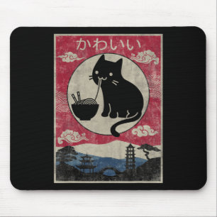 Vintage Kawaii Katze Ramen Anime Japanische Kinder Mousepad