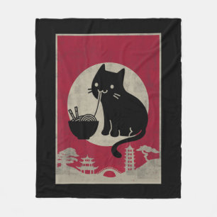 Vintage Kawaii Katze Ramen Anime Japanisches Gesch Fleecedecke