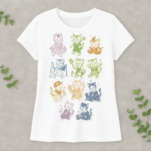 Vintage Kawaii Katze Süße Retro-Kitty-Illustration T-Shirt
