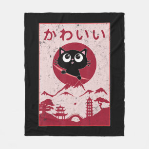 Vintage Kawaii Katzen Anime Japanisches Geschenk M Fleecedecke