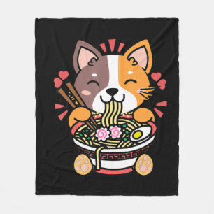 Vintage Kawaii Ramen Katze Anime Japanisches Leben Fleecedecke