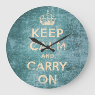 Vintage keep calm and carry on große wanduhr