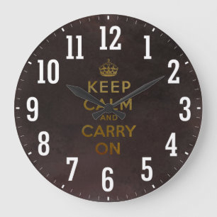 Vintage Keep Calm And Carry On Wall Clock Große Wanduhr