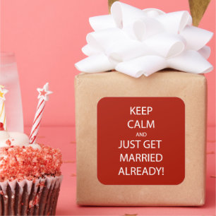 Vintage KEEP CALM HEIRATEN Quadratischer Aufkleber