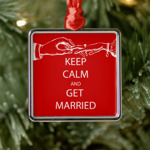 Vintage KEEP CALM HEIRATEN Silbernes Ornament