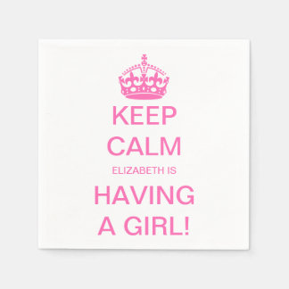 Vintage-Keep-Calm-Rosa-Baby-Party für Mädchen Serviette