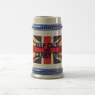 Vintage KEEP CALM UK-Flagge GIFTS Bierglas