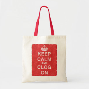 Vintage Keep Calm und Clog On Tragetasche
