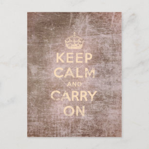 Vintage Keep Calm und mach weiter Postkarte