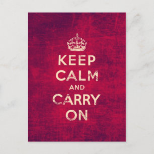 Vintage Keep Calm und mach weiter Postkarte