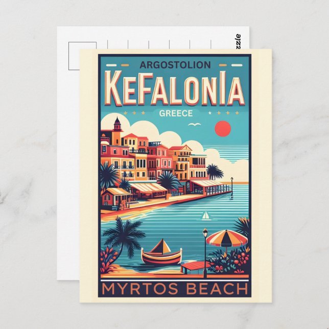 Vintage Kefalonia Greece Reise Souvenirs Postkarte (Vorne/Hinten)