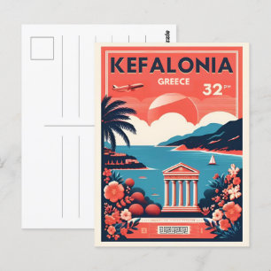 Vintage Kefalonia Greece Reise Souvenirs Postkarte