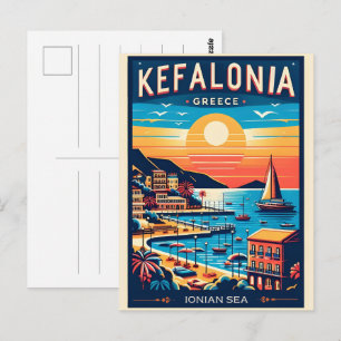 Vintage Kefalonia Greece Reise Souvenirs Postkarte