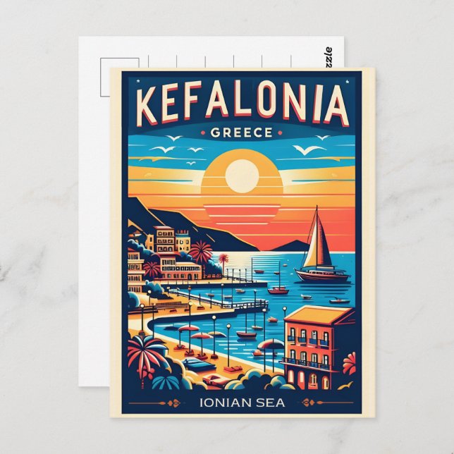 Vintage Kefalonia Greece Reise Souvenirs Postkarte (Vorne/Hinten)