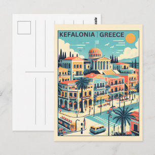 Vintage Kefalonia Greece Reise Souvenirs Postkarte